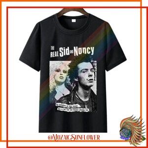 1977 SID AND NANCY SEX PISTOLS BLACK COTTON UNISEX T-SHIRT